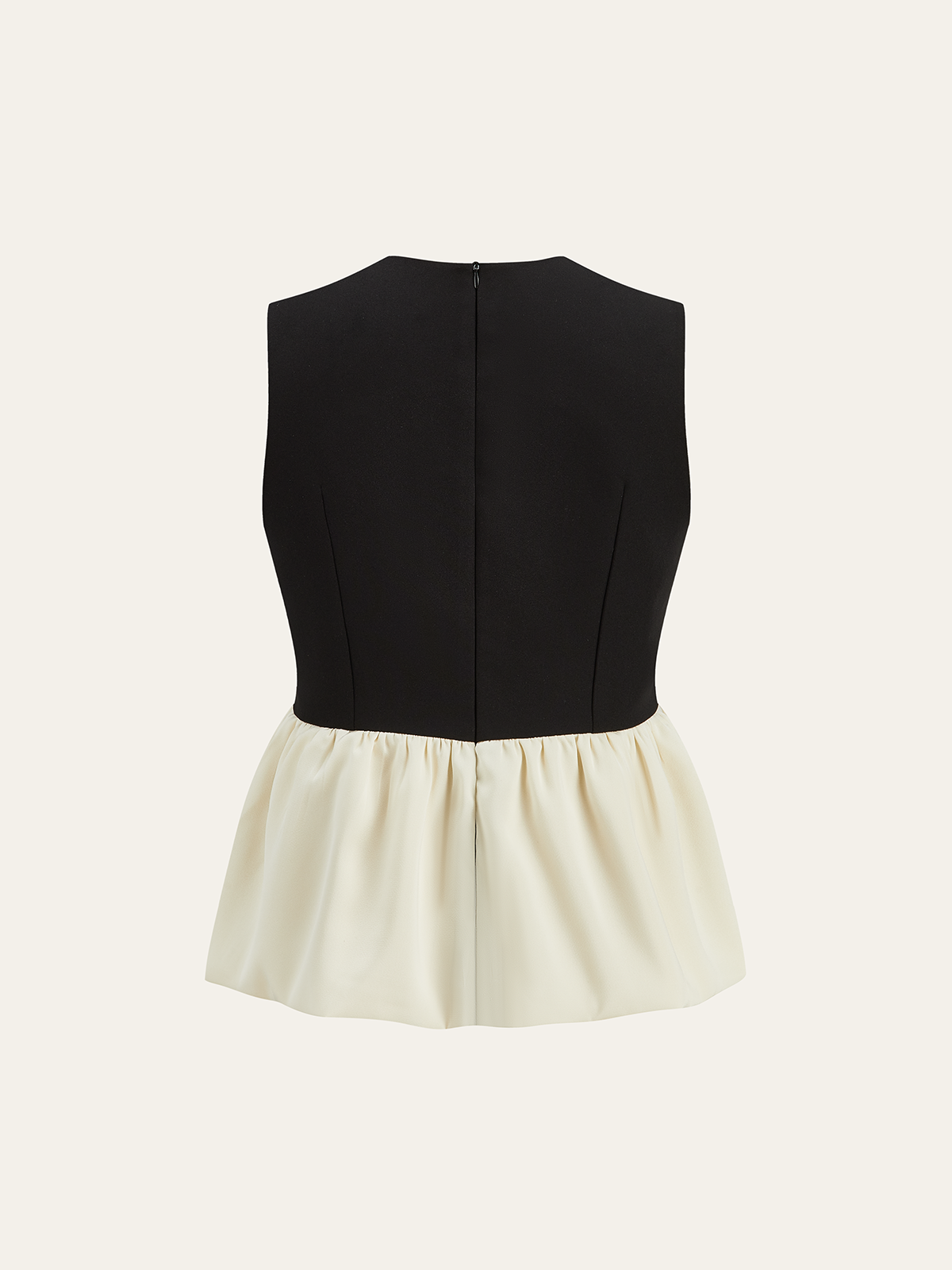 V Yaka Volanlı Etek Ucu Kontrast Panel Üst