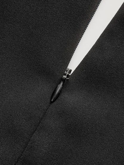 V Yaka Volanlı Etek Ucu Kontrast Panel Üst