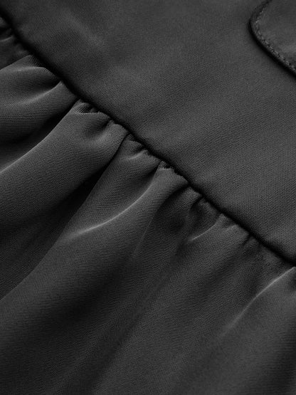 Kemersiz Volanlı Etek Metal Düğmeli Mini Elbise