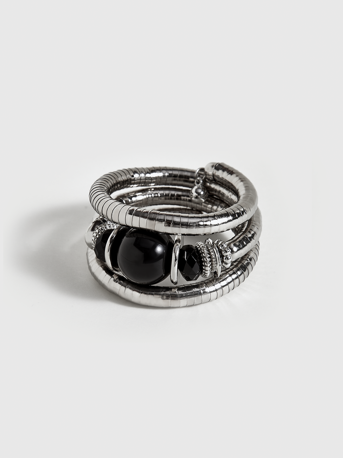 Siyah Akik Elastik Çok Katmanlı Bileklik