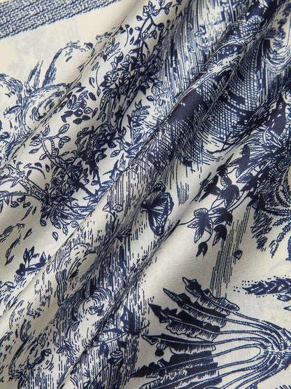 Manzara Baskılı Kare Atkı