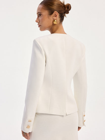 Metal Düğmeli Uzun Kollu Blazer