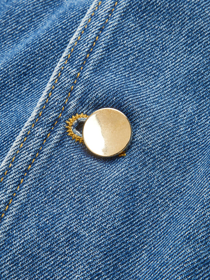 Önü Düğmeli Kot Yelek