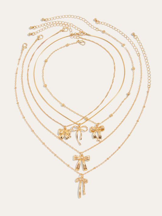 5 Parçalı Yaylı Charm Kolye Seti