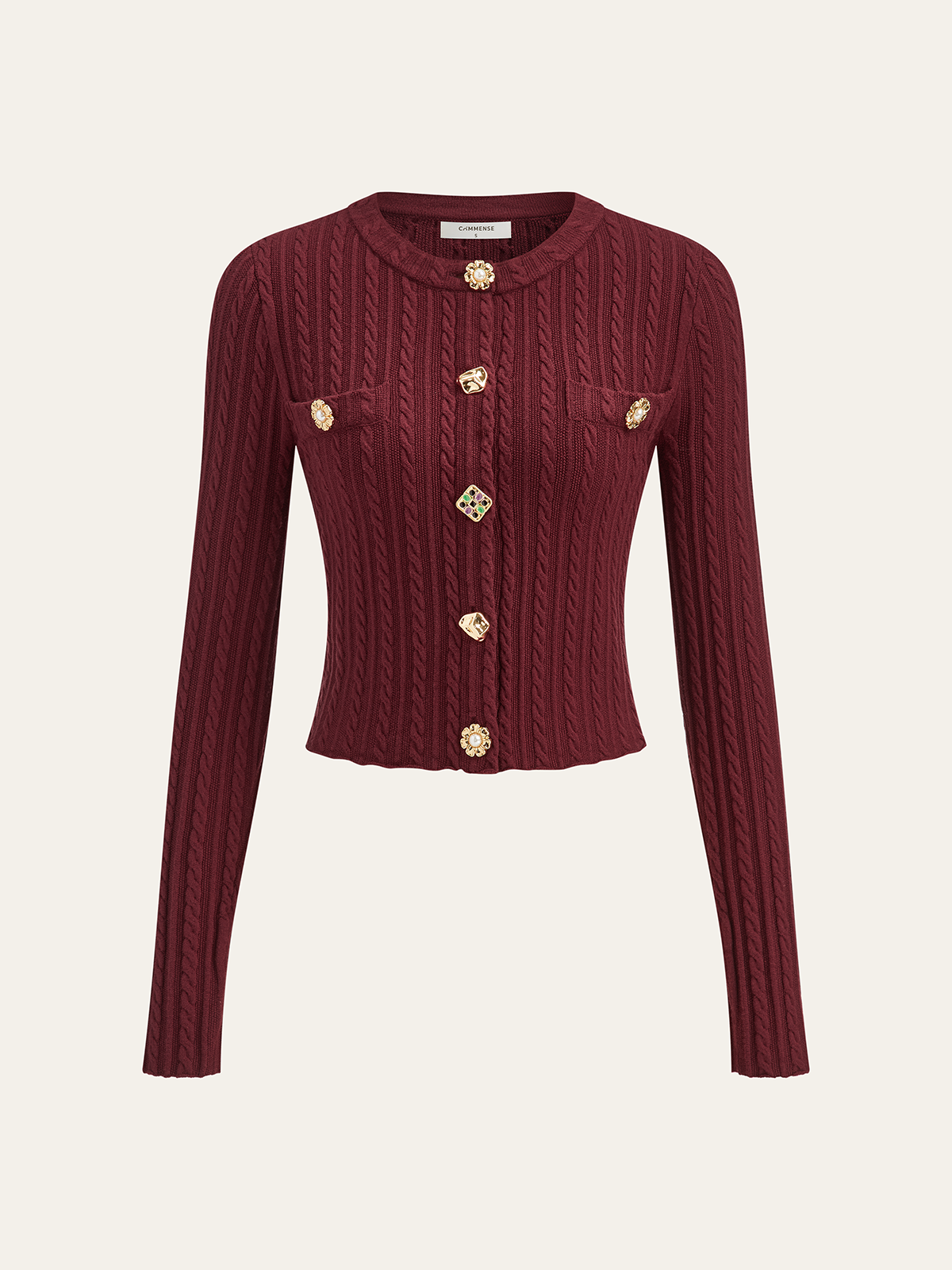 Metal Detaylı Kablo Örgü Hırka