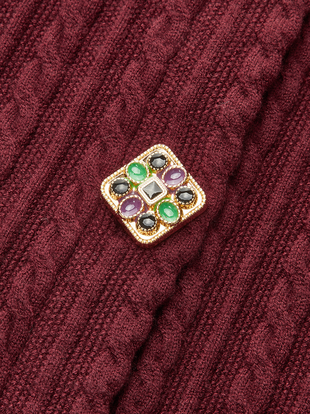 Metal Detaylı Kablo Örgü Hırka