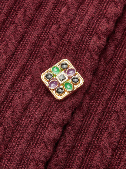 Metal Detaylı Kablo Örgü Hırka