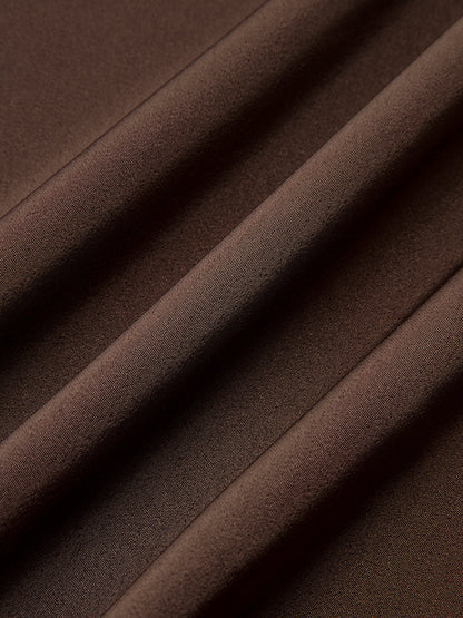 Saten Kapüşonlu Yaka Midi Elbise Kemerli