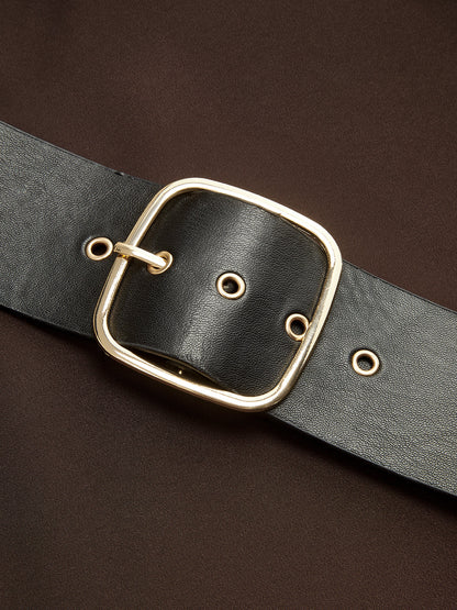 Saten Kapüşonlu Yaka Midi Elbise Kemerli