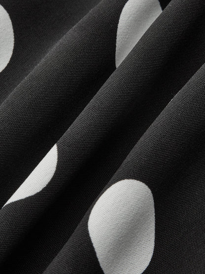 Straplez Puantiyeli Kıvrımlı Uzun Elbise