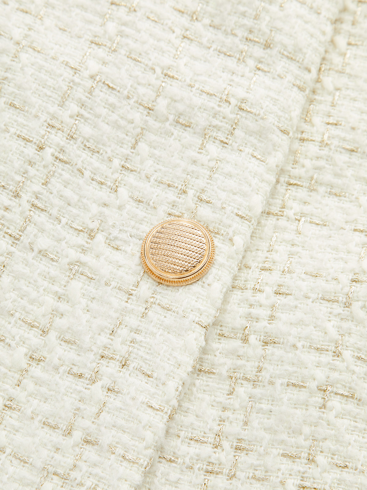 Metal Düğmeli Tweed Kemerli Blazer