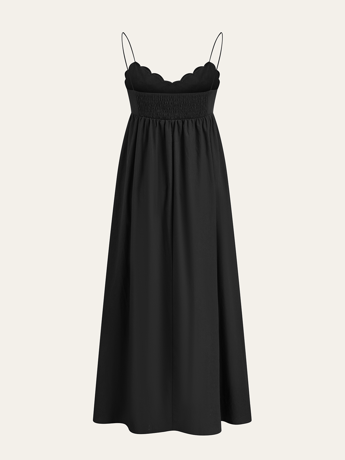 İşlemeli Büzgülü İnce Askılı Uzun Elbise