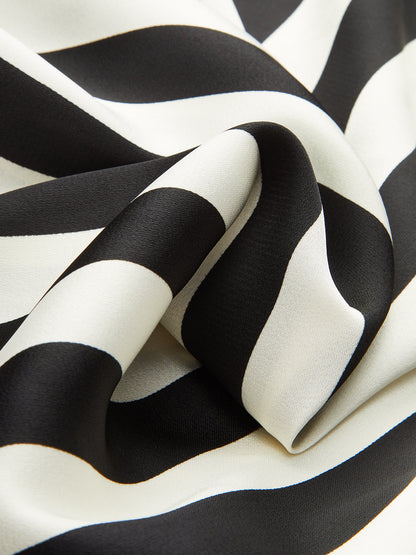 Çizgili Yaka Kolsuz Uzun Elbise