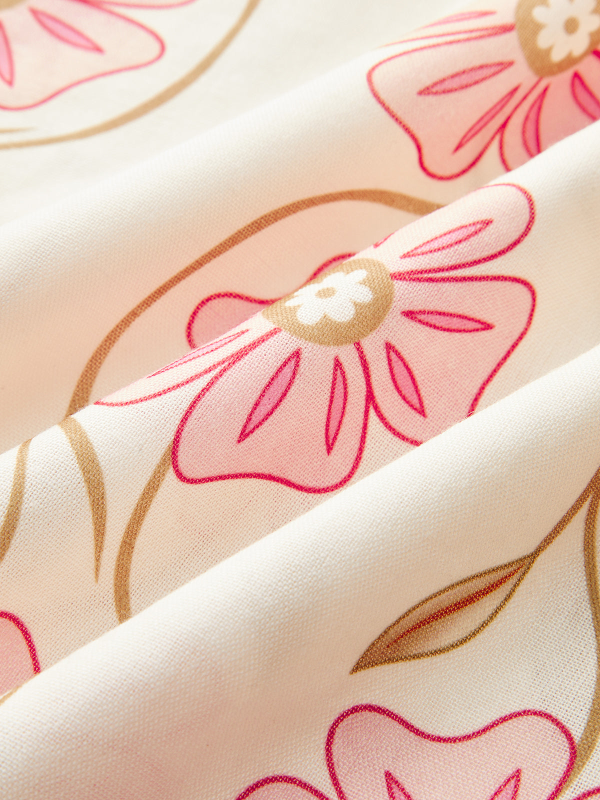 Çiçek Desenli V Yaka Sırtı Açık Uzun Elbise