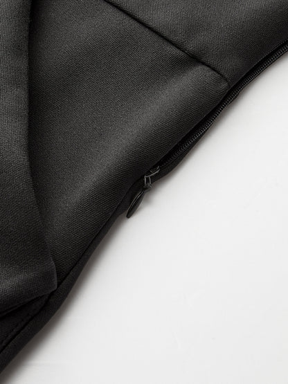 Kesik Kontrast Yaka Uzun Elbise