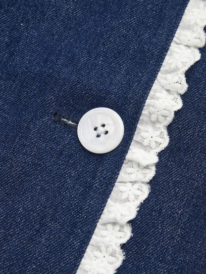 Kot Dantel Yaka Mini Elbise