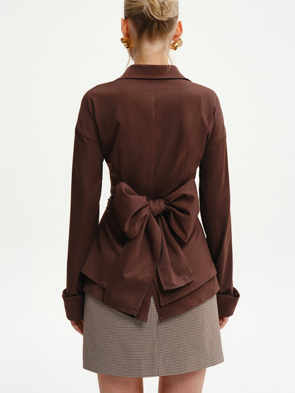 Uzun Kollu, Beli Bağlamalı, Arkası Fiyonklu Gömlek