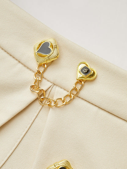 Metal Detaylı Pileli Mini Etek