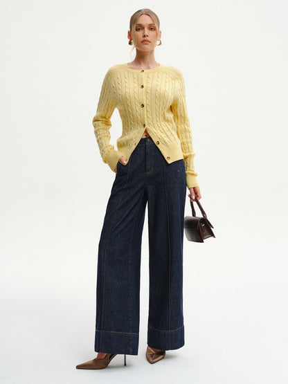 Yüksek Bel Geniş Paça Kot Pantolon