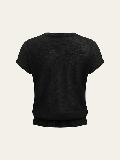 Yapay Elmas ve İnci Havai Fişek Desenli Örgü Üst