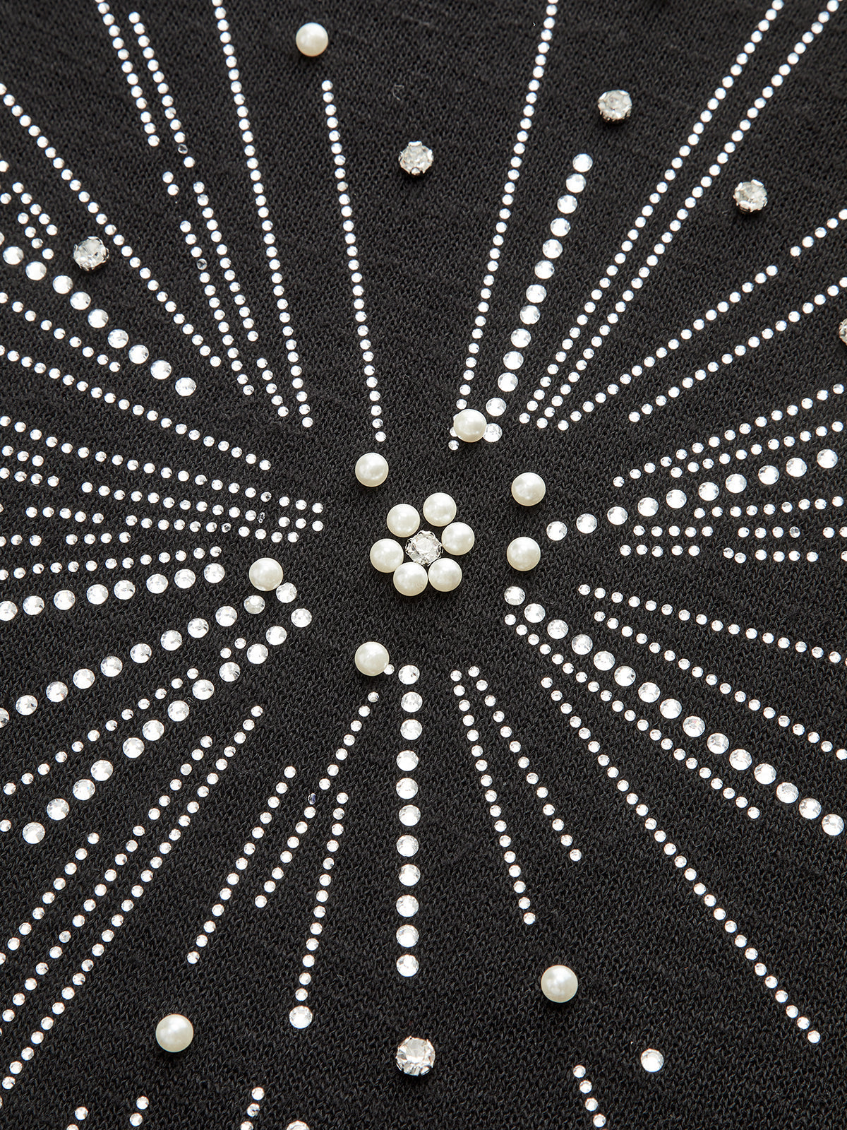 Yapay Elmas ve İnci Havai Fişek Desenli Örgü Üst