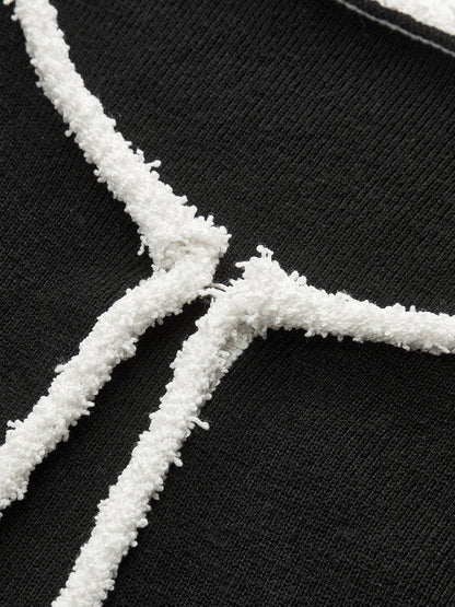 Kontrast Kenarlı Yün Karışımlı Hırka