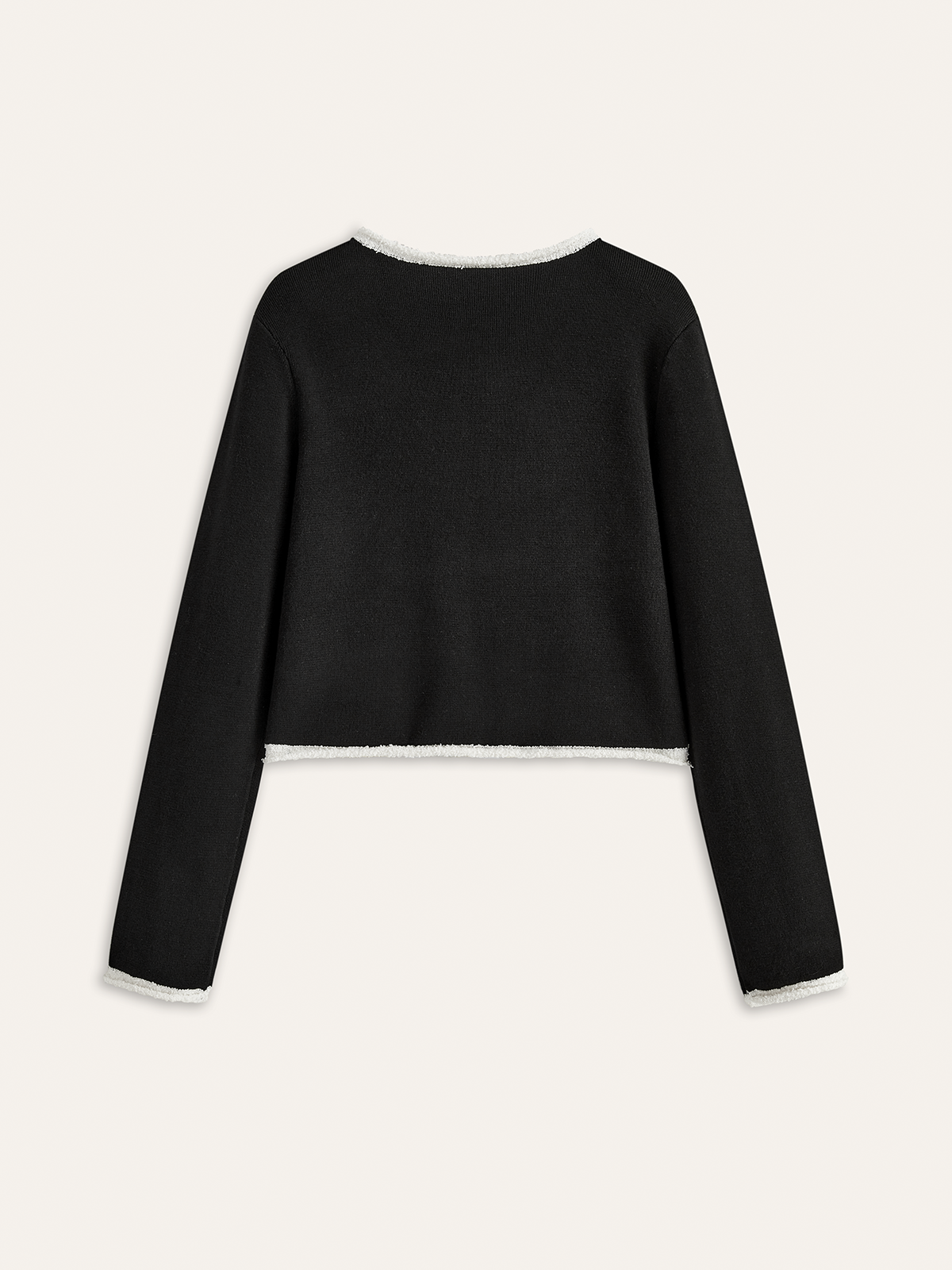 Kontrast Kenarlı Yün Karışımlı Hırka