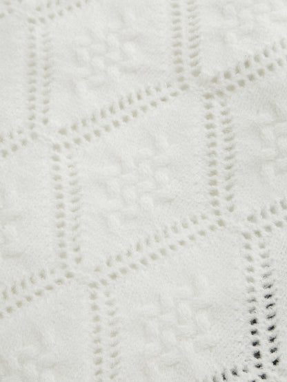 Kontrast Kenarlı Önü Bağcıklı Örgü Hırka