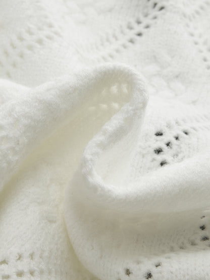 Kontrast Kenarlı Önü Bağcıklı Örgü Hırka