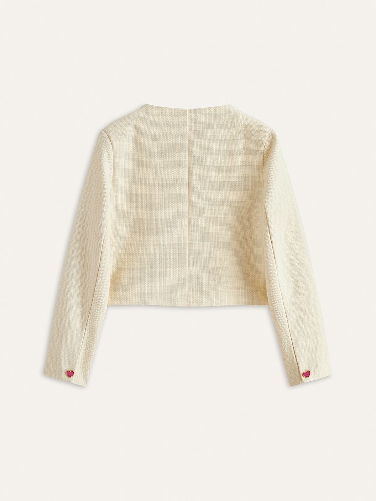 Renkli Kalp Düğmeli Kırpılmış Blazer