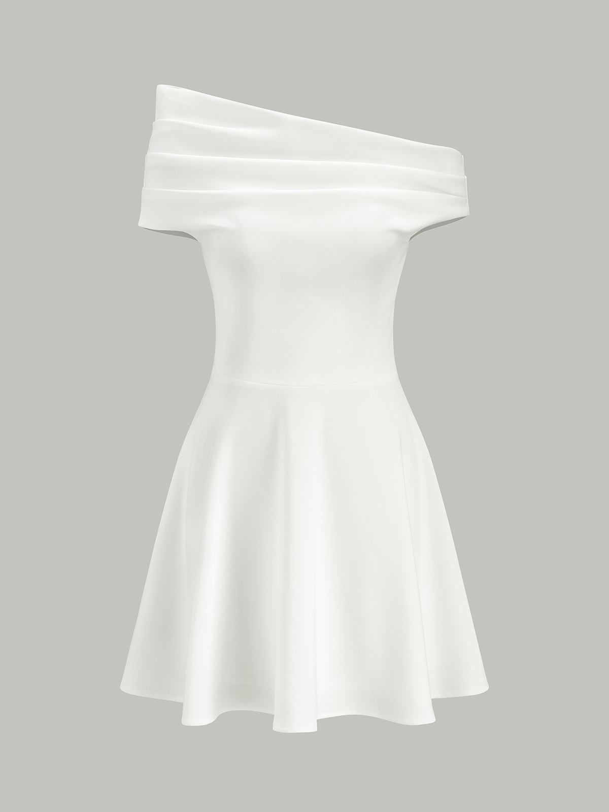 Omuzları Açık Büzgülü Kloş Elbise