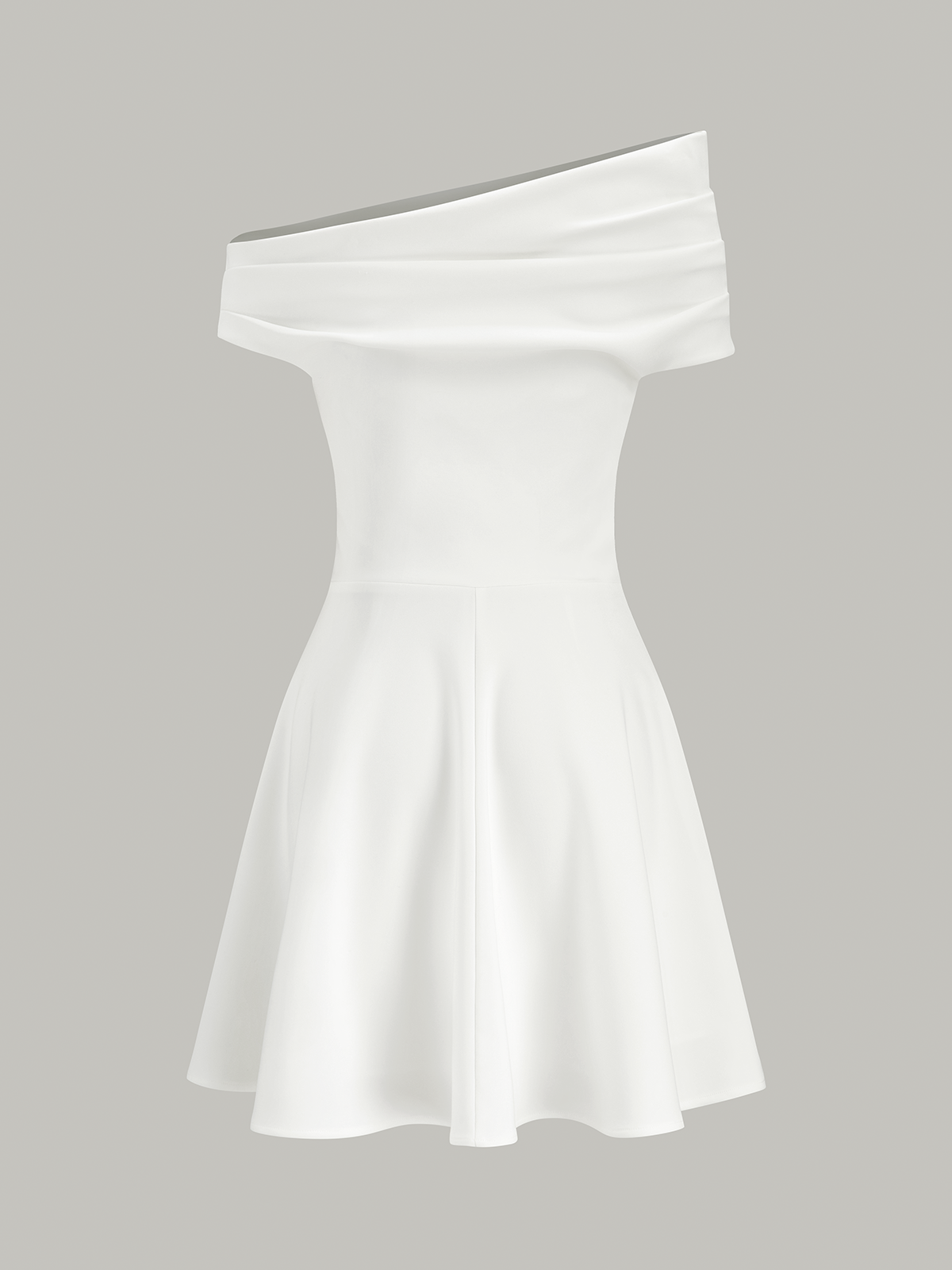 Omuzları Açık Büzgülü Kloş Elbise