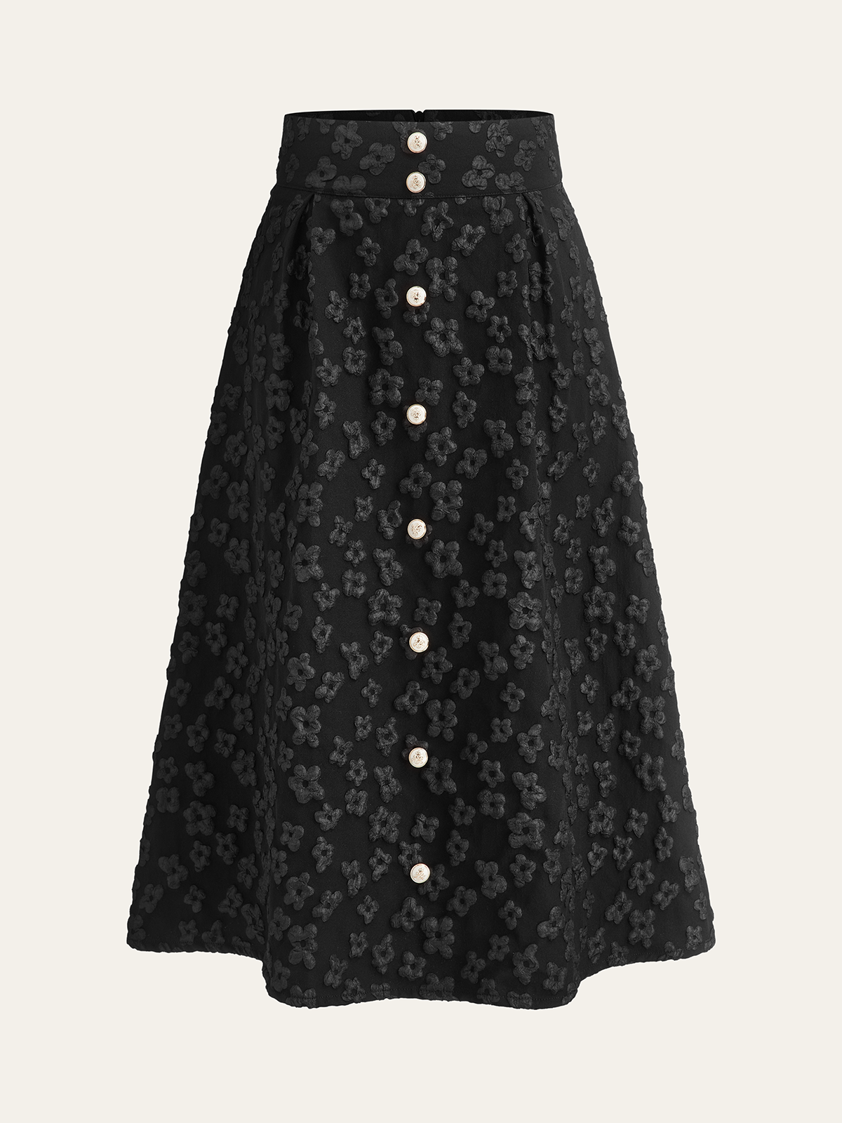 Çiçek Desenli Yüksek Bel Etek