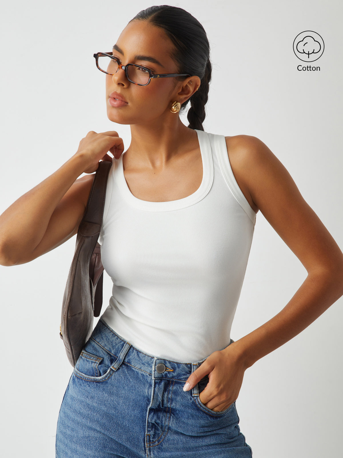 Kaburga Örgü Yuvarlak Yaka Atlet