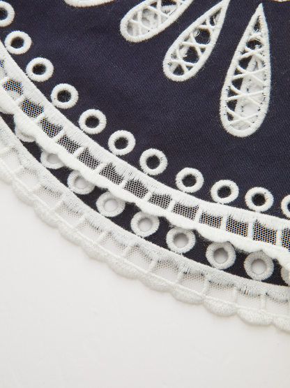 Çiçekli İğne Oyası Pamuk Karışımlı Bluz