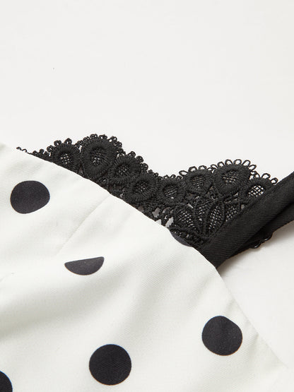 Dantel Kenarlı Puantiyeli Atlet Elbise