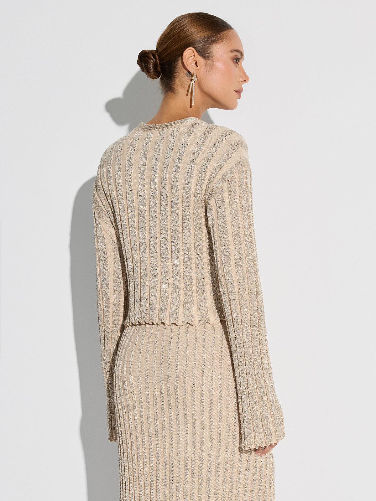 Simli Dokulu Üst ve Uzun Etek Takımı