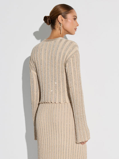 Simli Dokulu Üst ve Uzun Etek Takımı