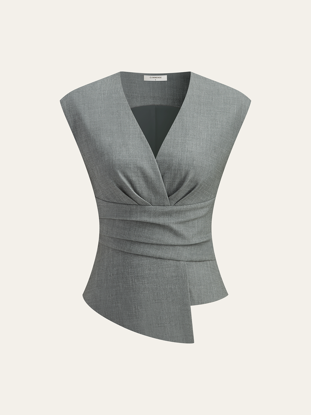 Büzgülü Bel V Yaka Asimetrik Üst