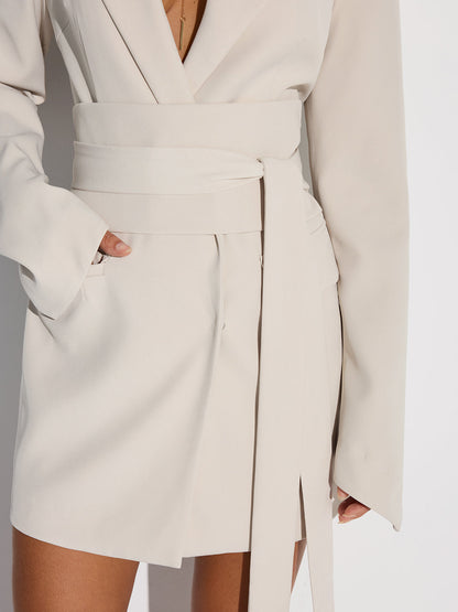 Kruvaze Kemerli Blazer Elbise
