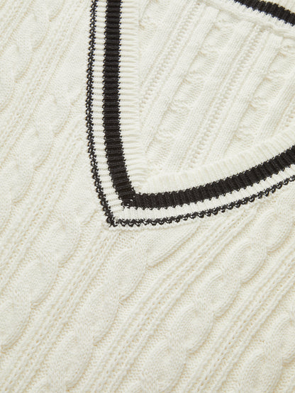 Kablo Örgülü Çizgili Kazak