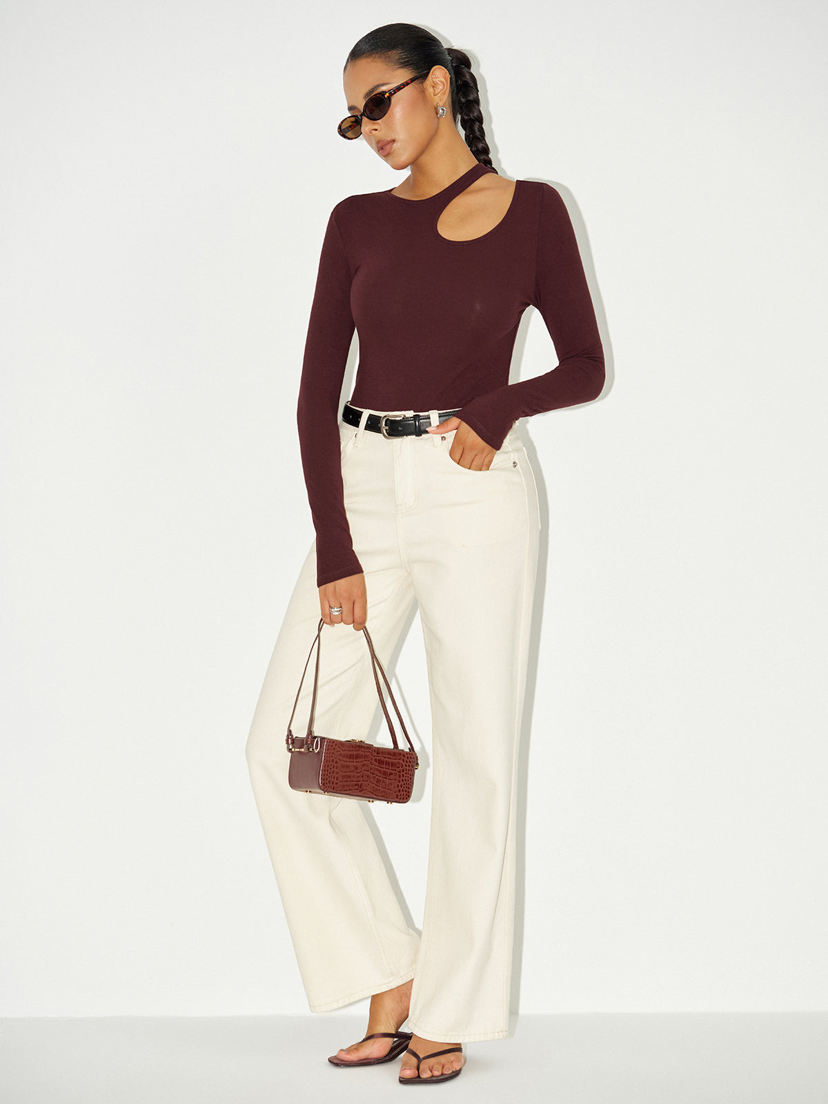 Uzun Kollu Kesikli Bodysuit