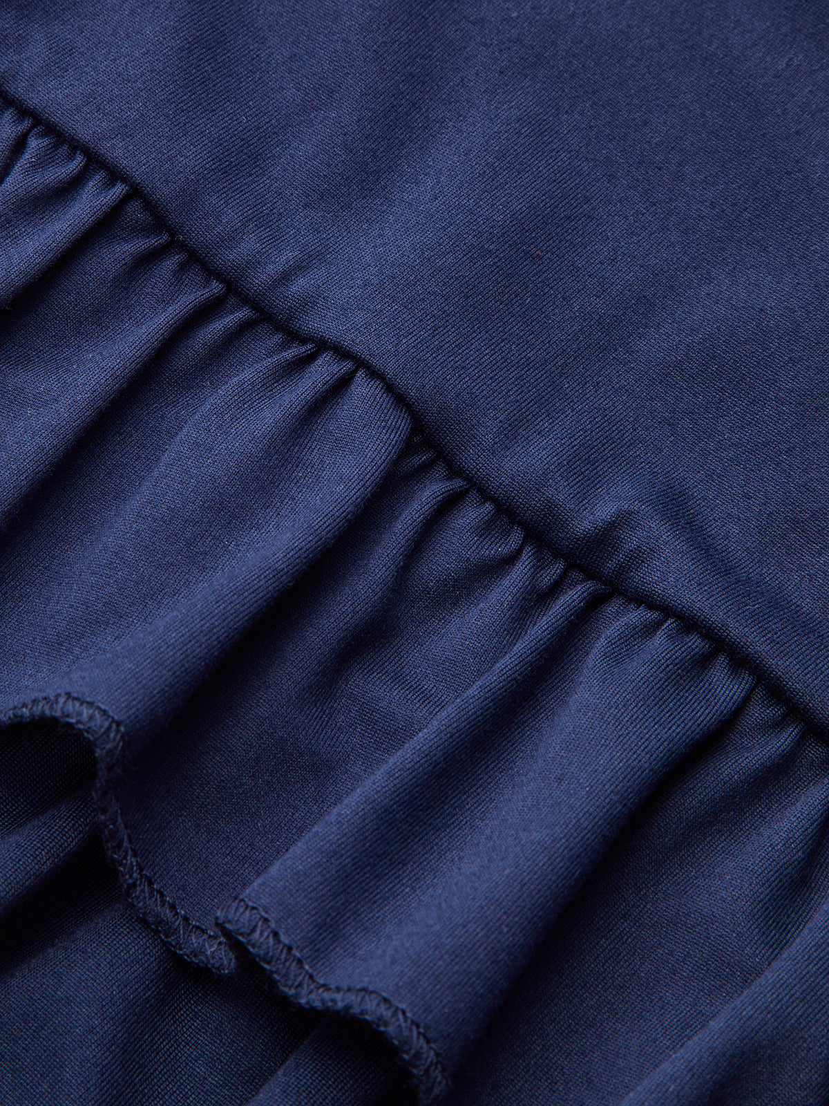 Uzun Kollu Büzgülü Bel Katmanlı Volanlı Elbise