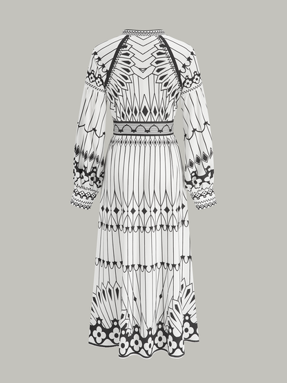 Bohem Dik Yaka Yırtık Elbise