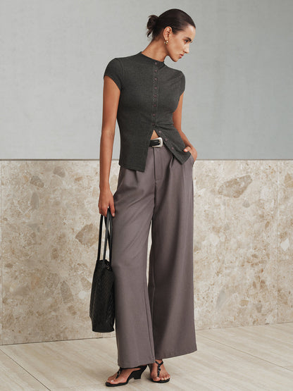 Balıkçı Yaka Kısa Kollu Düğmeli Tişört