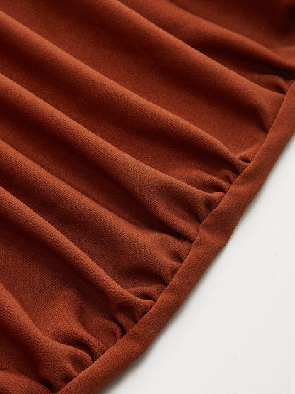 Büzgülü Uzun Kollu Dar Elbise