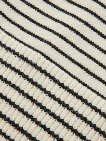 Yırtmaçlı Omuz Açık Çizgili Kazak