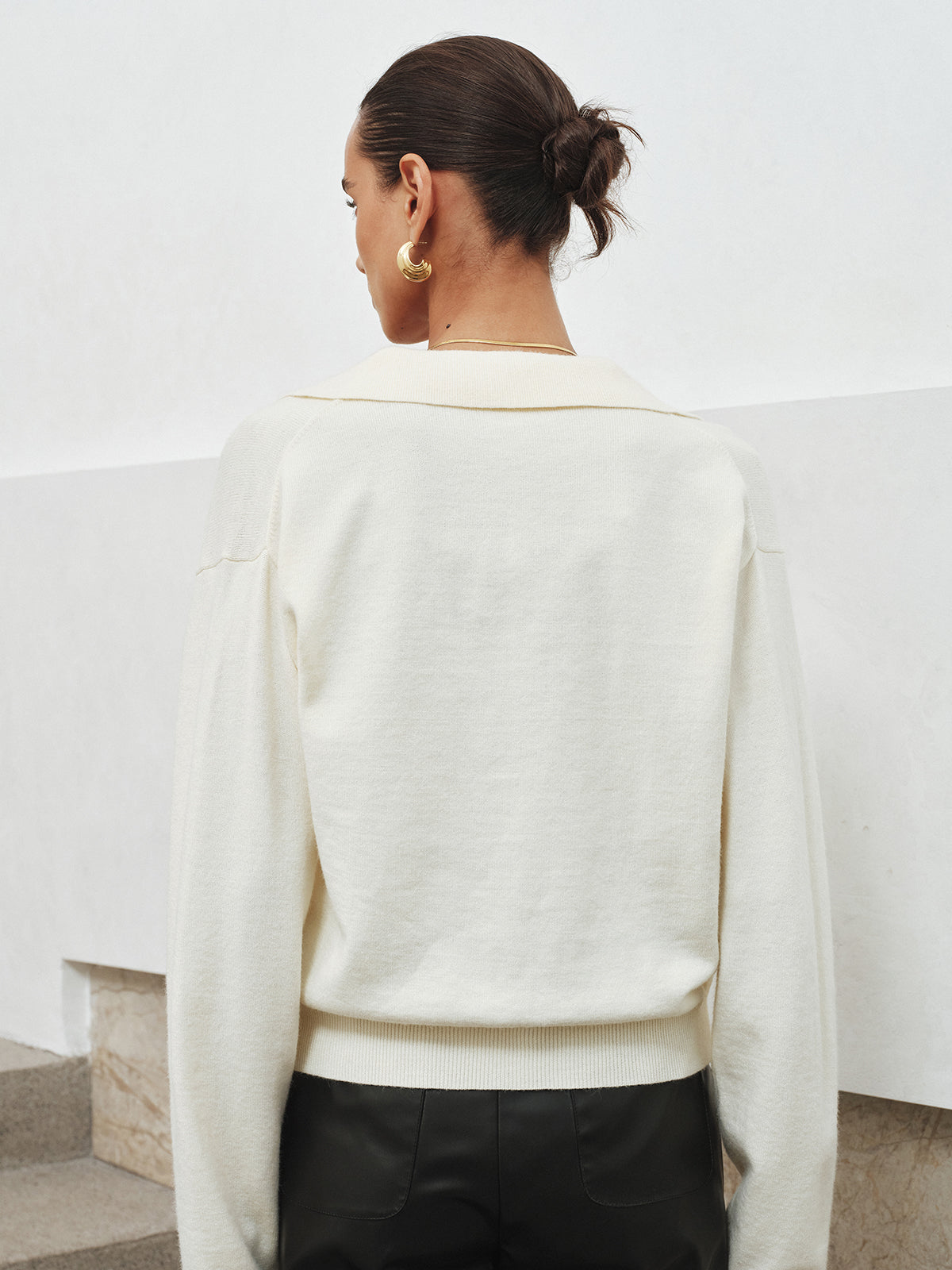 Fırfırlı Yaka V Yaka Örgü Üst