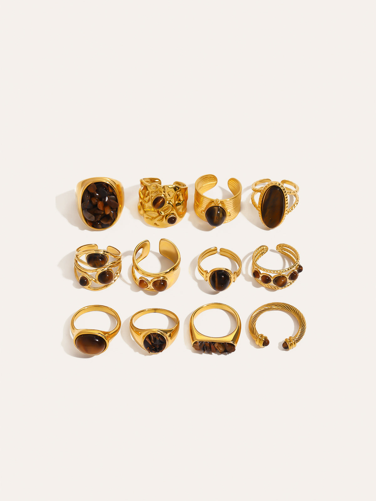 Kaplan Gözü Taşlı Titanyum Çelik Yüzük