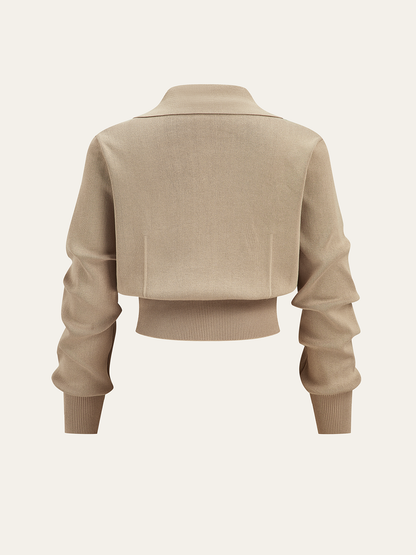 Metal Düğmeli Yakalı Hırka ve Midi Etek Takımı